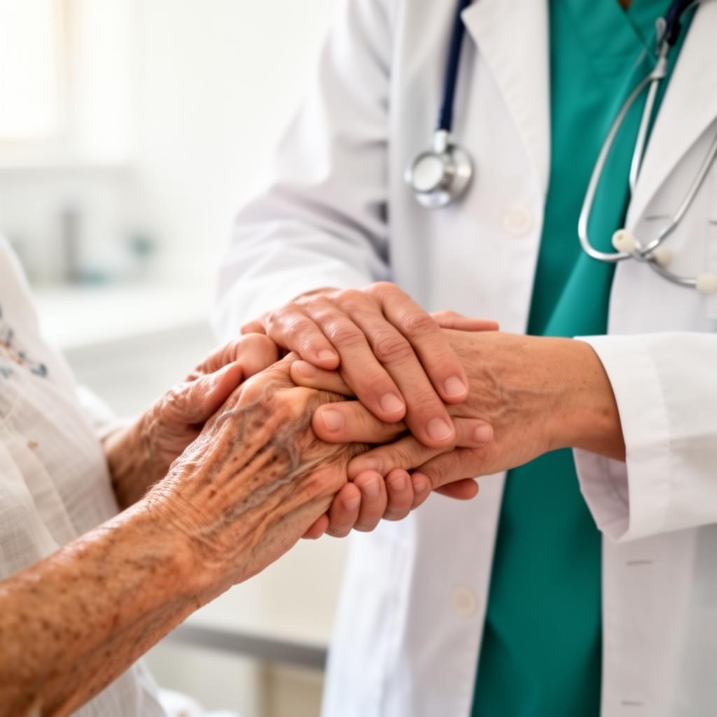 Médica acolhendo paciente com cuidado